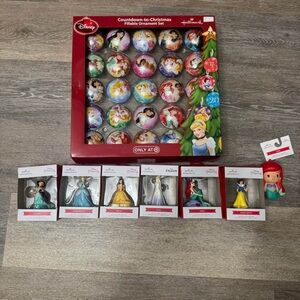 Disney Princess Christmas Ornament Collection - Red, Blue, Yellow
